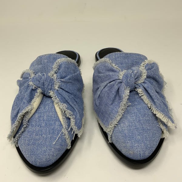 NEW All Saints Rumor Cotton Denim Jean Chambray Knot Bow Tie Slip On Flats Shoes