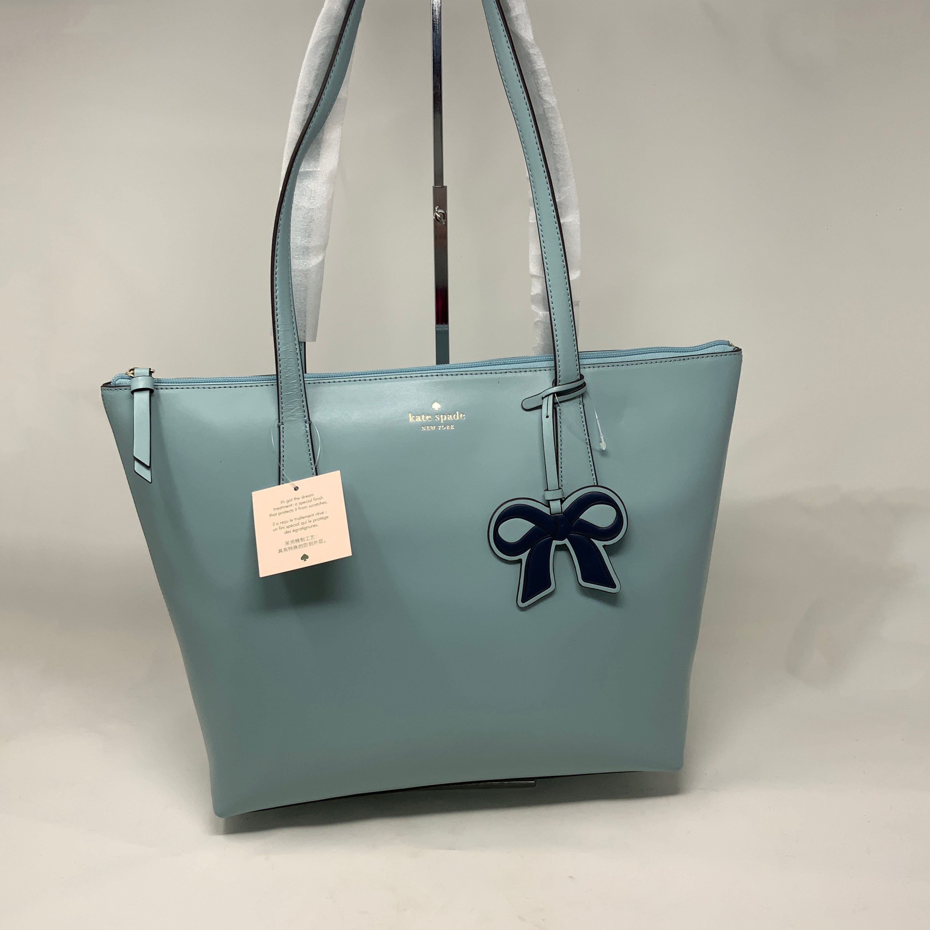 NEW Kate Spade Cassy Frosted Spearmint Blue Leather Shoulder Purse Bag Tote