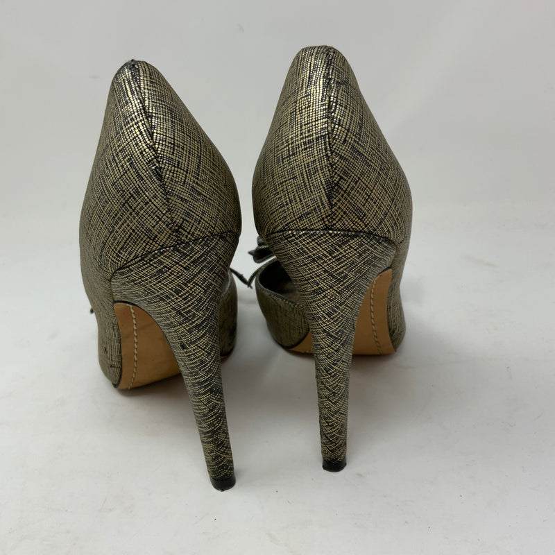 Sam Edelman Lorna Textured Leather Studded Bow Peep Toe Platform High Heels Shoe