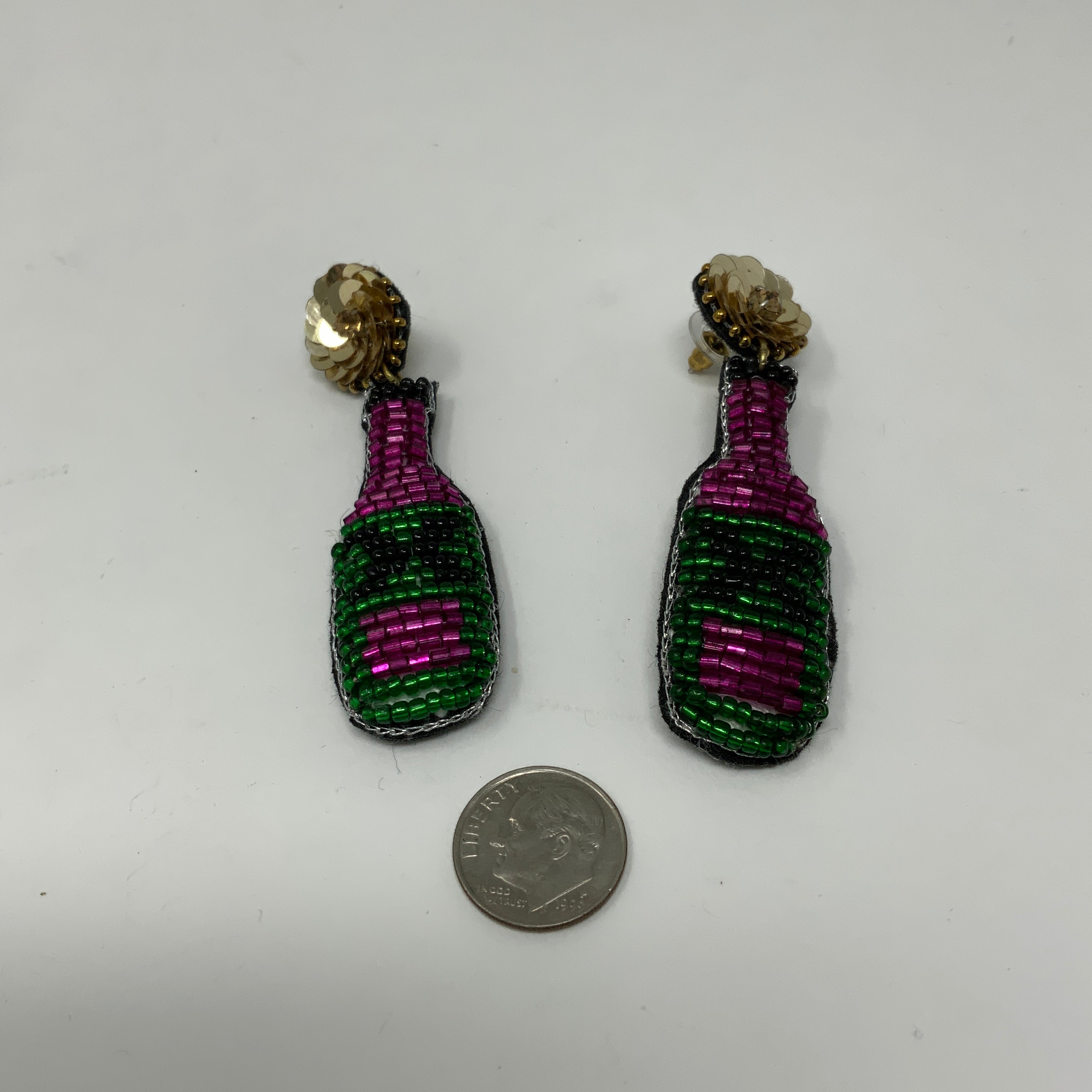 Tiny Tassel Beaded Sequin Embellished Champagne Party Statement Earrings