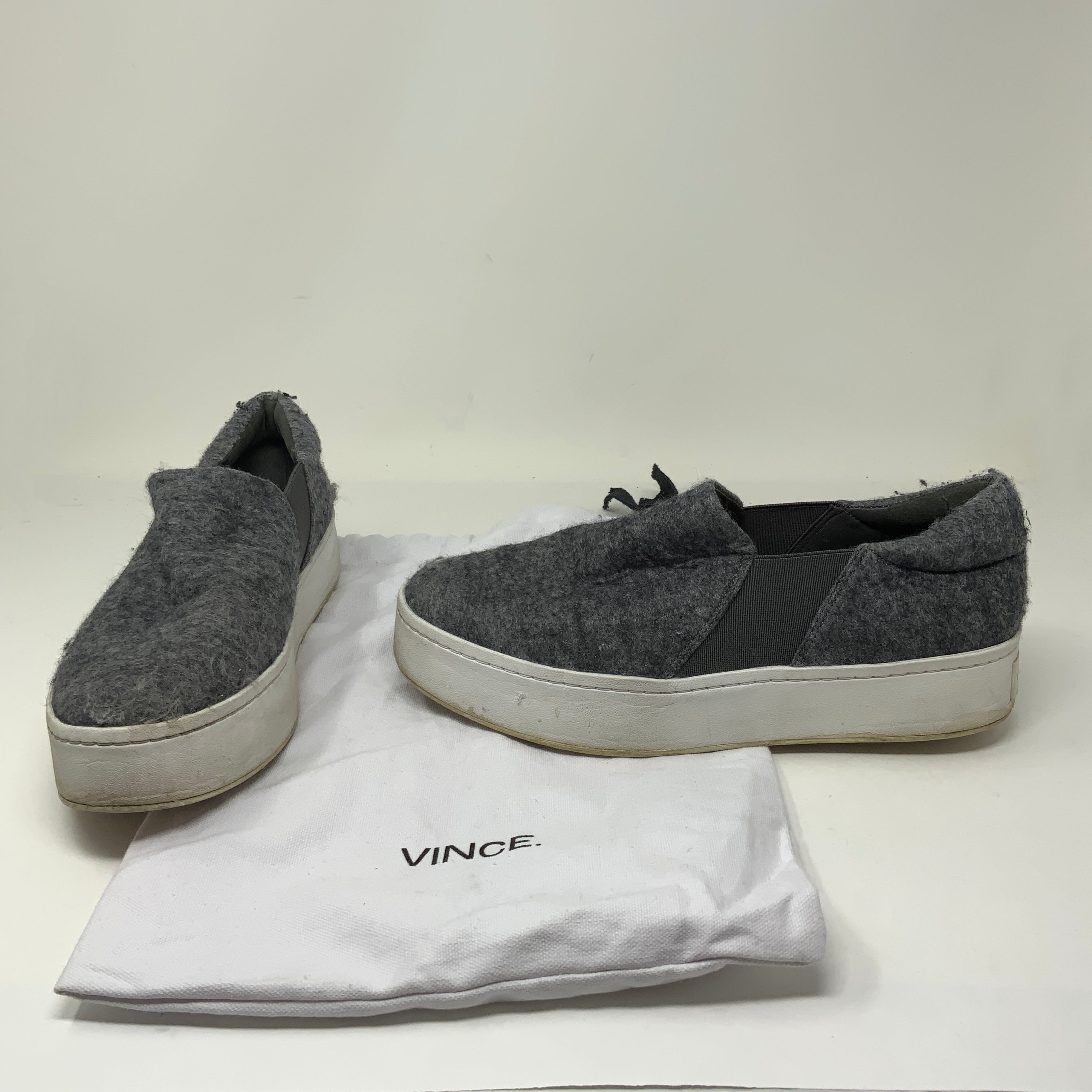 Vince Women's Warren Gray Felt Rubber Platform Slip On Sneakers Shoes 9M