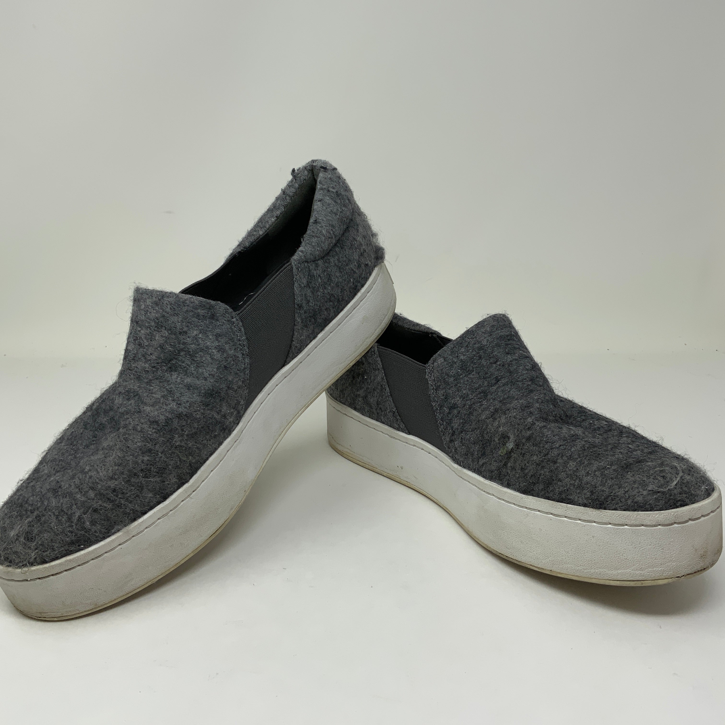 Vince Women's Warren Gray Felt Rubber Platform Slip On Sneakers Shoes 9M