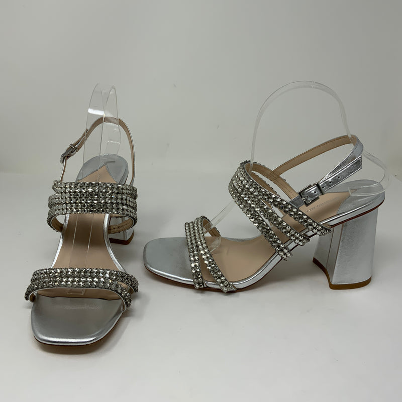 Antonio Melani Breanne Metallic Leather Rhinestone Embellished SandalS Heels 9
