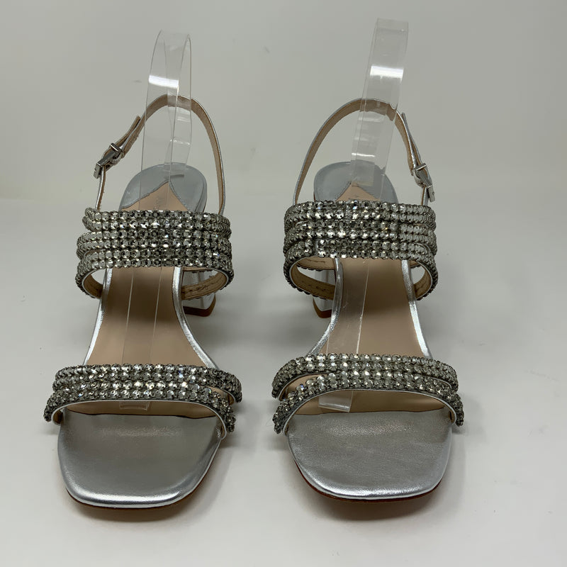 Antonio Melani Breanne Metallic Leather Rhinestone Embellished SandalS Heels 9