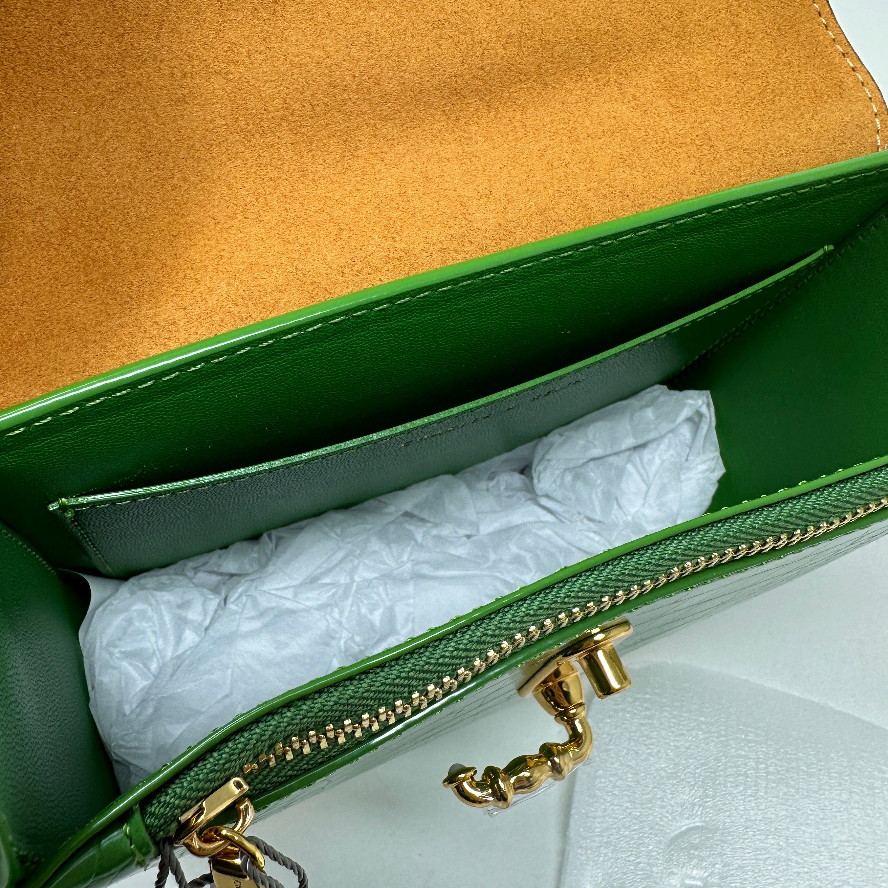 NEW Charles & Keith Meriah Croc Embossed Faux Leather Top Handle Bag Purse Green