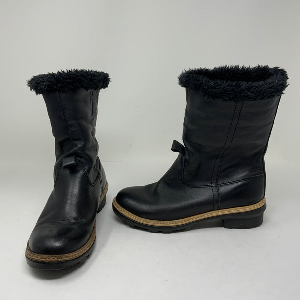 Pajar Leather Faux Vegan Shearling Round Toe Pull On Winter Water Resistant Boot