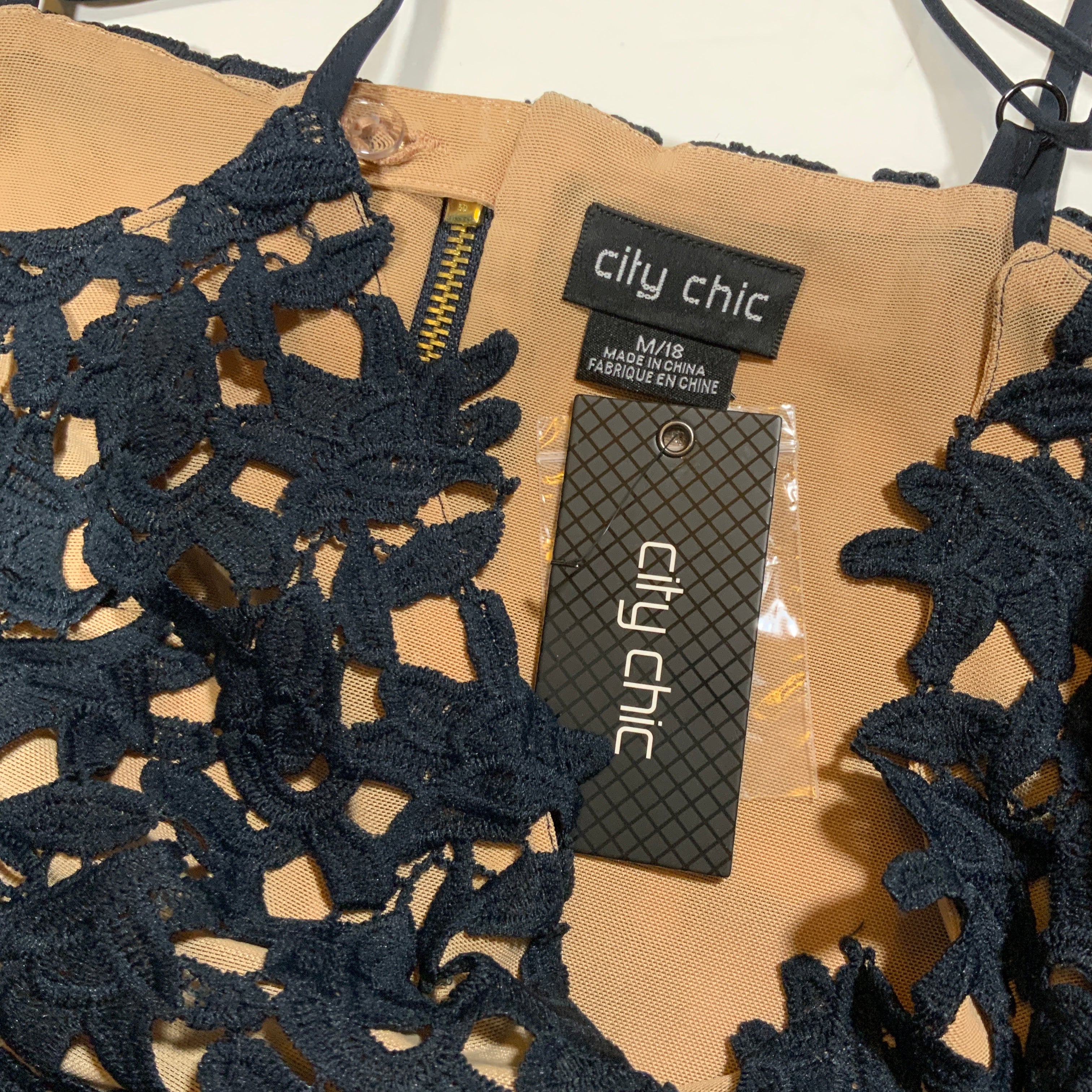 NEW City Chic Dress So Fancy Lace Crochet Sheer Overlay Midi Cocktail Dress