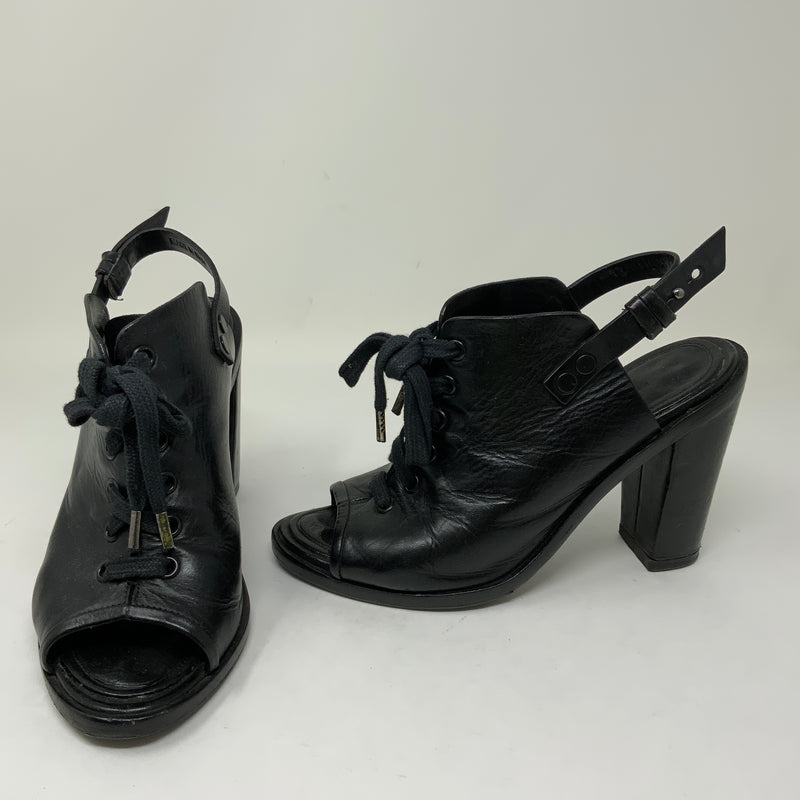 Rag & Bone Trafford Leather Open Toe Lace Up Slingback Booties High Heels Shoes