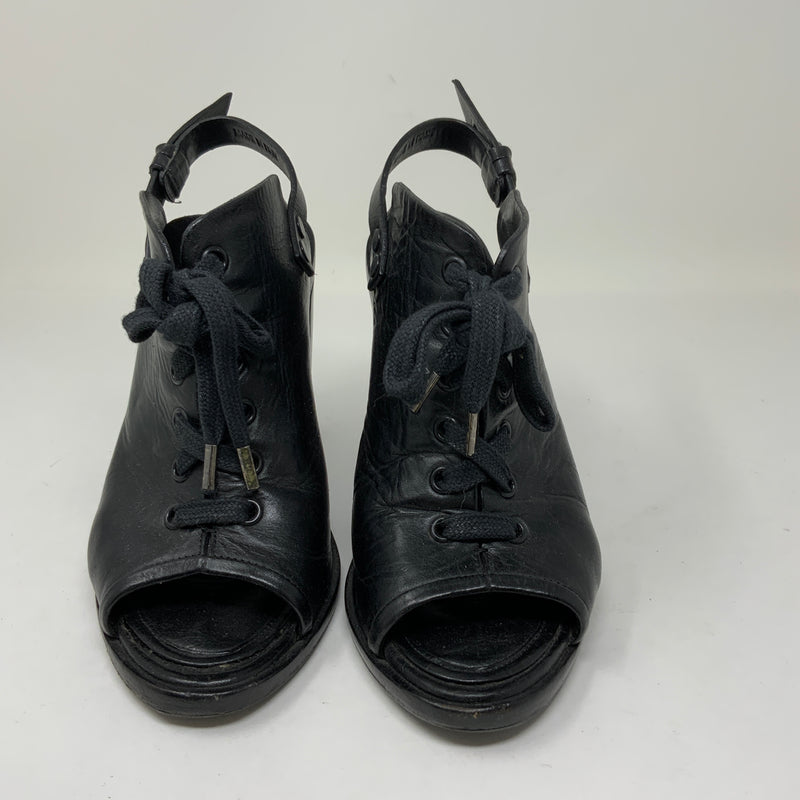 Rag & Bone Trafford Leather Open Toe Lace Up Slingback Booties High Heels Shoes