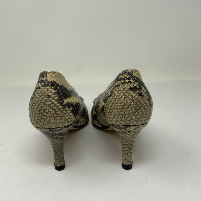 Walter Steiger Snake Python Leather Almond Toe Slip On Pumps High Heels Shoes 5