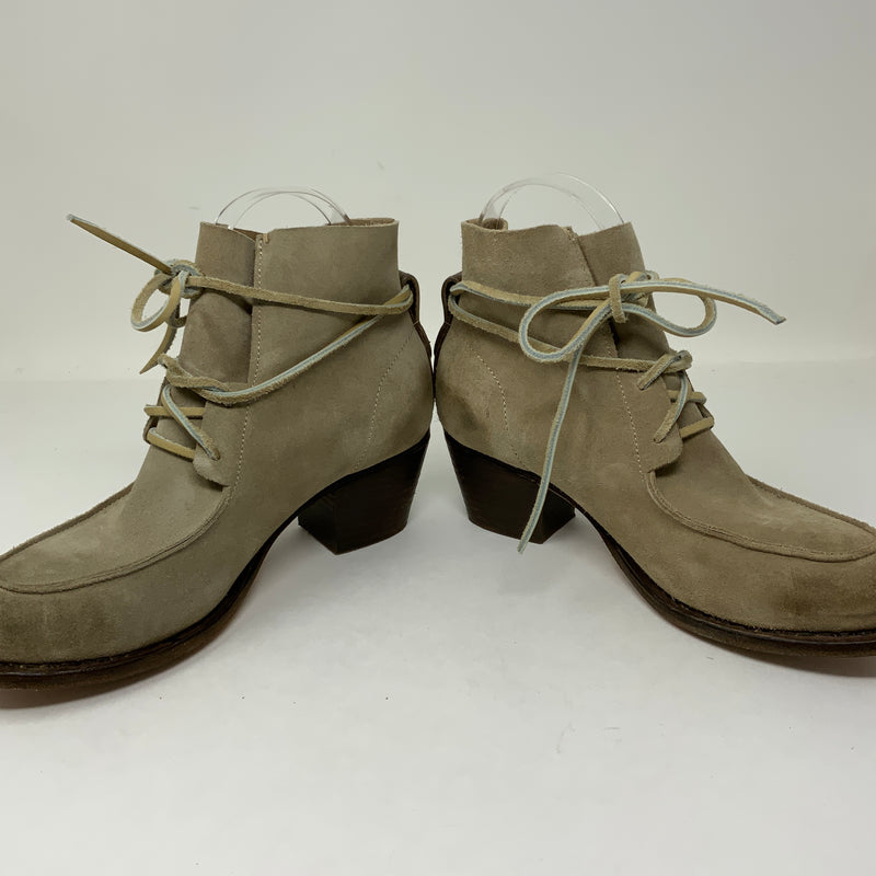 Rag & Bone Piper Suede Leather Lace Up Wood Stacked High Heels Booties Shoes 6