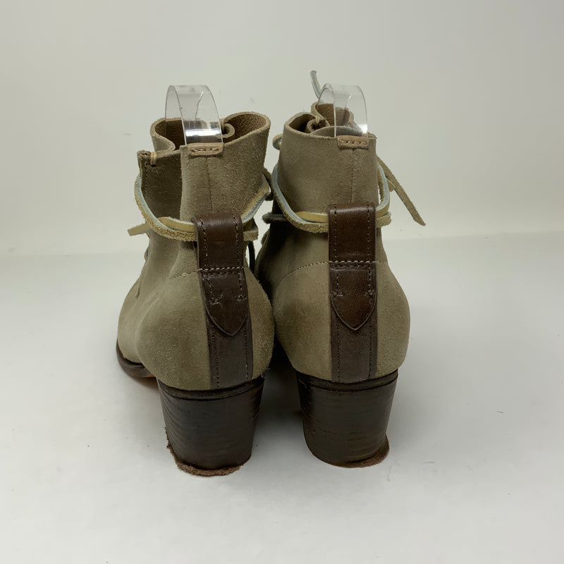 Rag & Bone Piper Suede Leather Lace Up Wood Stacked High Heels Booties Shoes 6