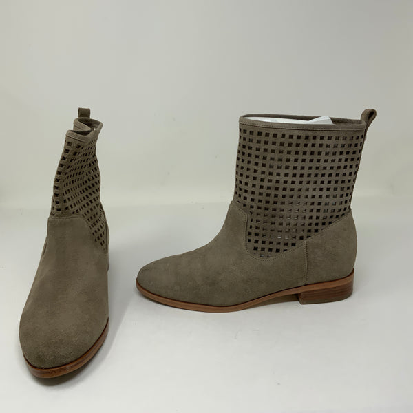 Michael Kors Graham Suede Leather Perforated Cut Out Ankle Boot Dark Cement 5.5