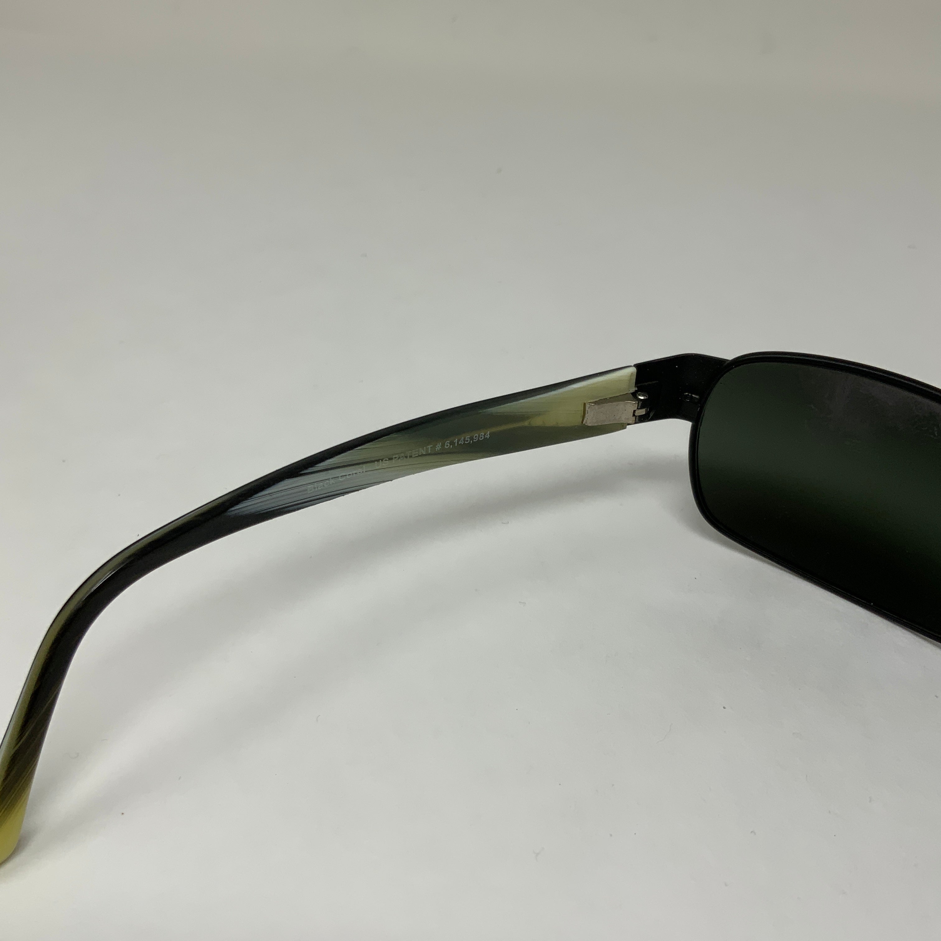 Maui Jim Black Coral Polarized Rectangle Gloss Black Thin Glass Sunglasses