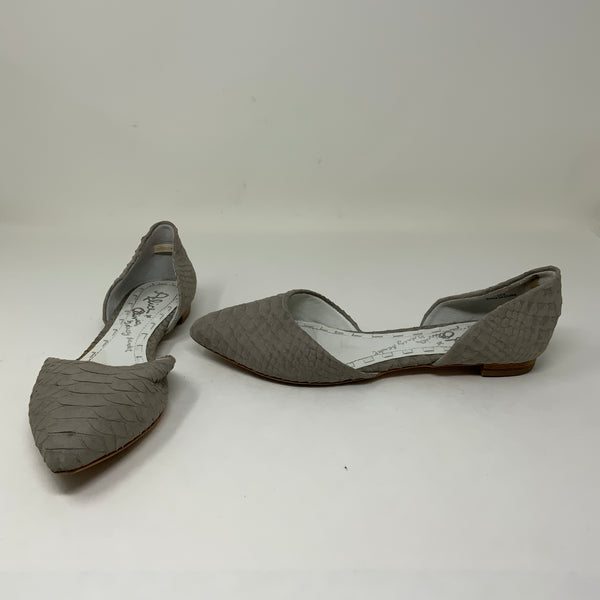 Alice + Olivia Hilary Snake Embossed Lambskin Leather d'Orsay Flats Shoes Gray