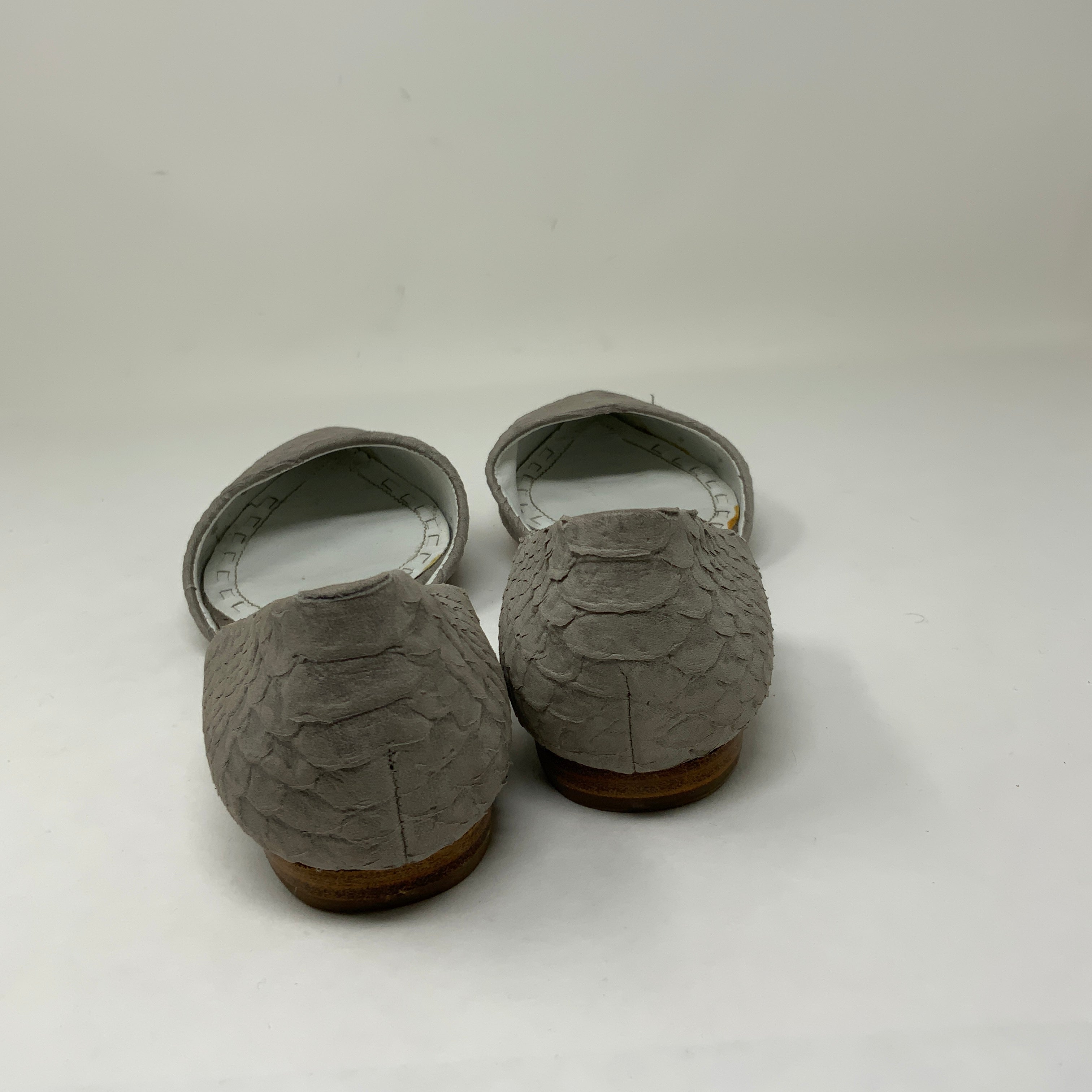 Alice + Olivia Hilary Snake Embossed Lambskin Leather d'Orsay Flats Shoes Gray