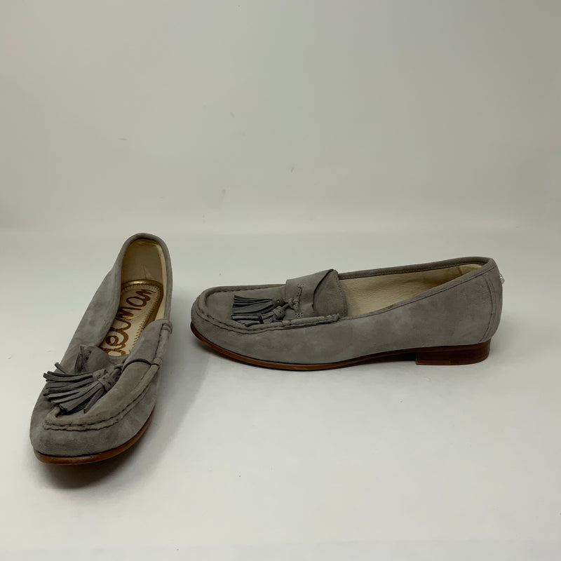 Sam Edelman Therese Suede Leather Slip On Tassel Flat Loafers Shoes Gray 6