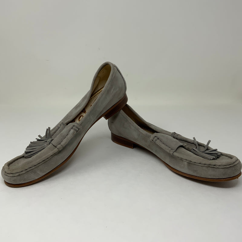 Sam Edelman Therese Suede Leather Slip On Tassel Flat Loafers Shoes Gray 6