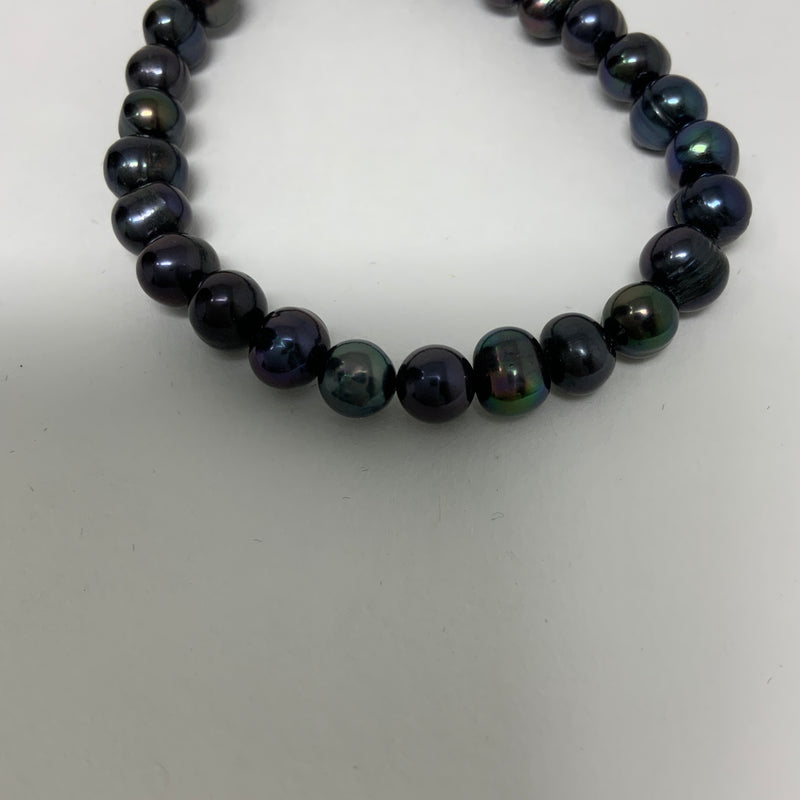Cultured Fresh Water Genuine Off Round Lavender Peacock Pearl Beaded Bracelet