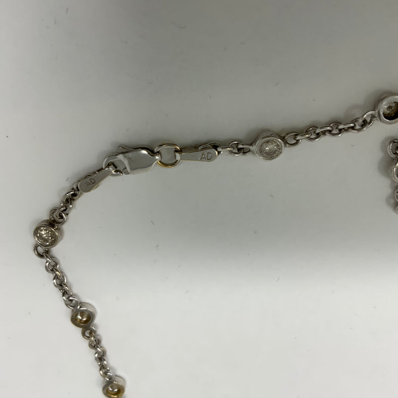 14k White Gold 2.43TCW Diamond Brilliant Cut Round Station Chain Fine Necklace