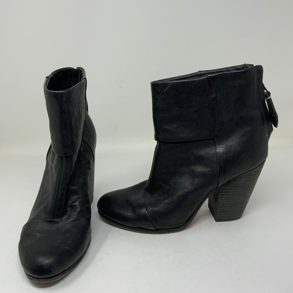 Rag & Bone The Newbury Smooth Leather High Heel Ankle Booties Shoes Black 8.5