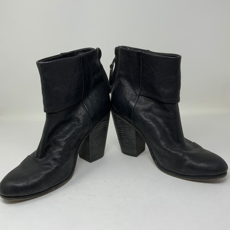 Rag & Bone The Newbury Smooth Leather High Heel Ankle Booties Shoes Black 8.5