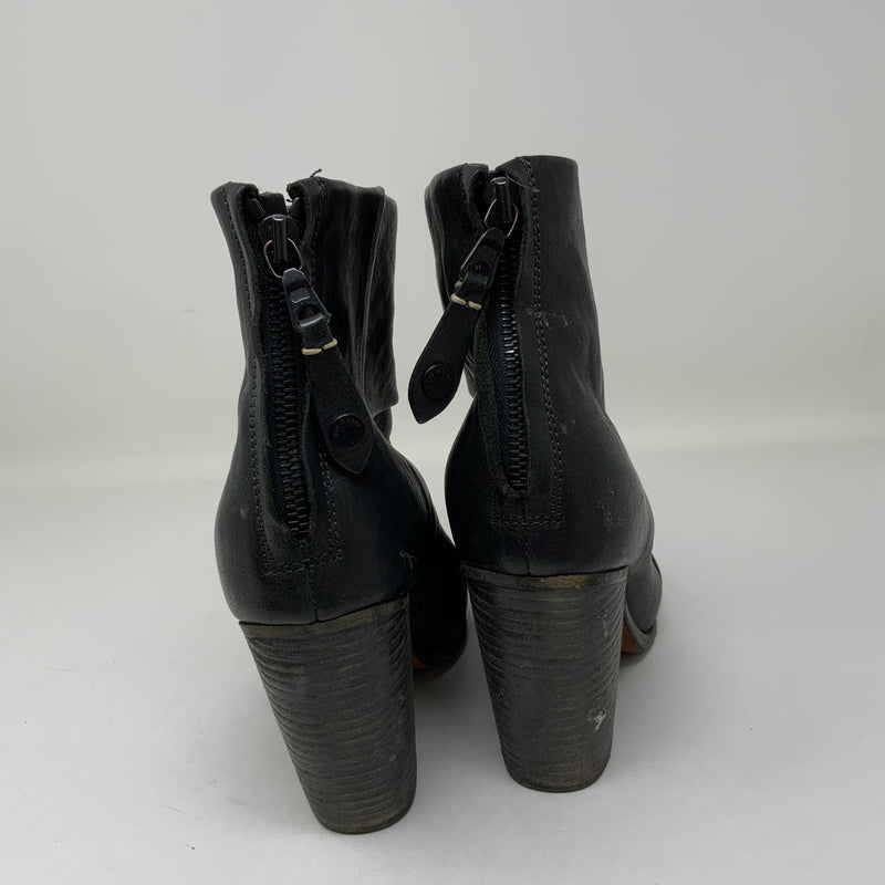 Rag & Bone The Newbury Smooth Leather High Heel Ankle Booties Shoes Black 8.5