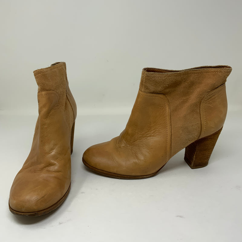 Kate Spade Genuine Leather Suede Stacked Wood High Heel Ankle Booties Boots Shoe