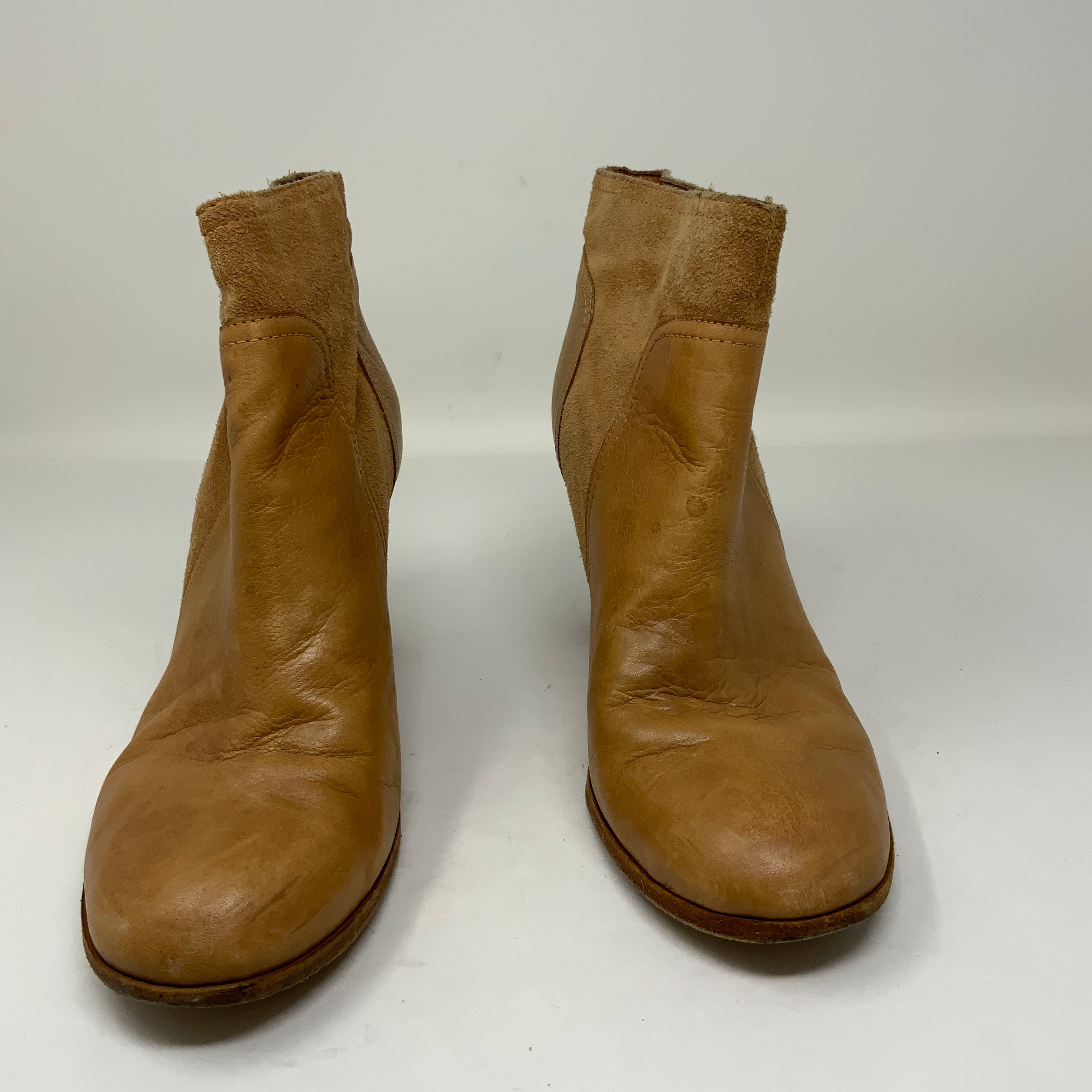 Kate Spade Genuine Leather Suede Stacked Wood High Heel Ankle Booties Boots Shoe