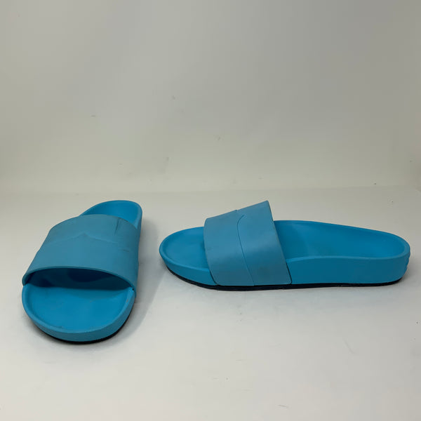 Hunter Rubber Open Toe Flat Slip On Slides Sandals Shoes Blue 7