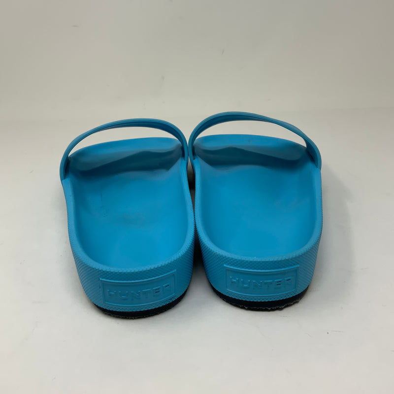 Hunter Rubber Open Toe Flat Slip On Slides Sandals Shoes Blue 7