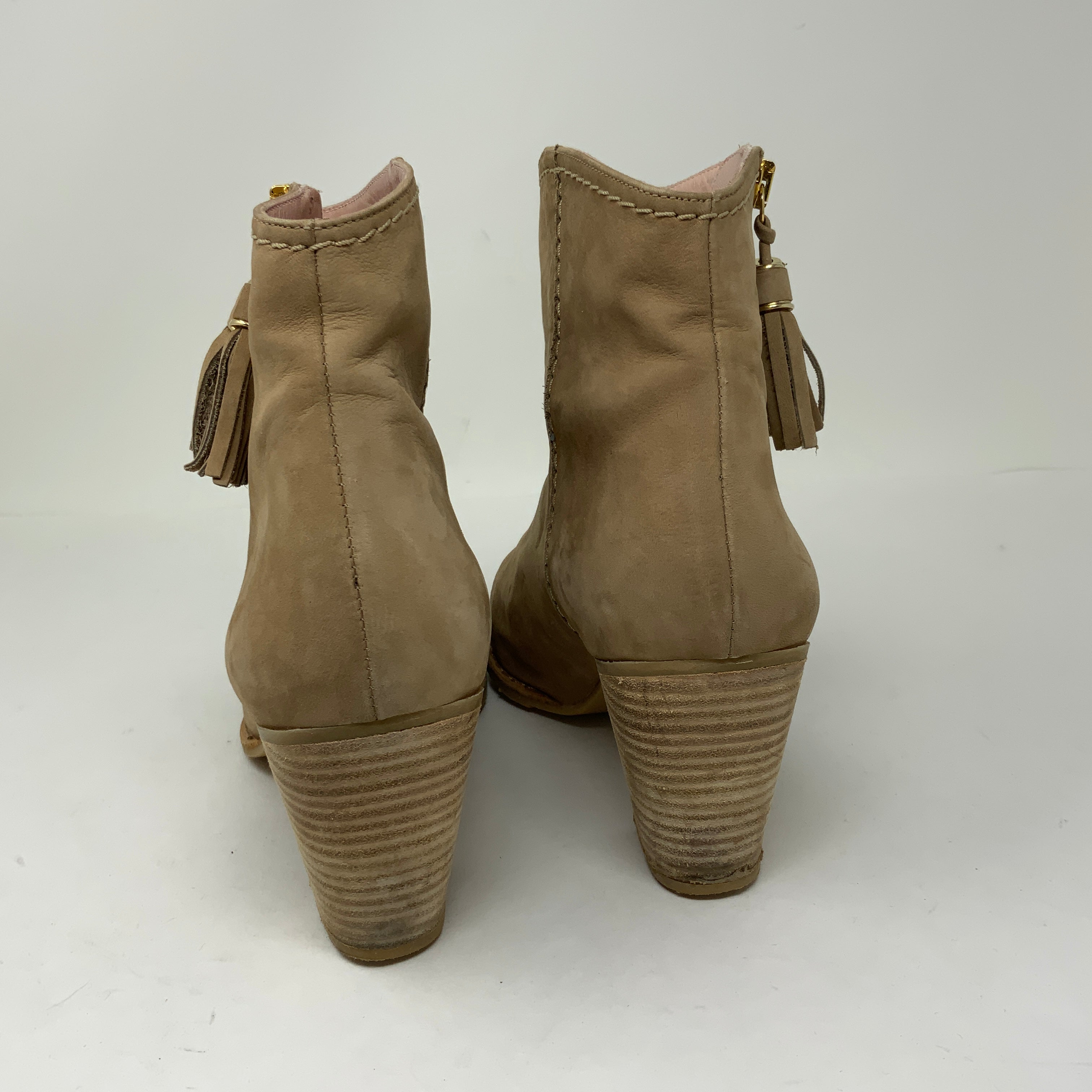 Stuart Weitzman Prancing Genuine Suede Leather Tassel Stacked High Heel Booties