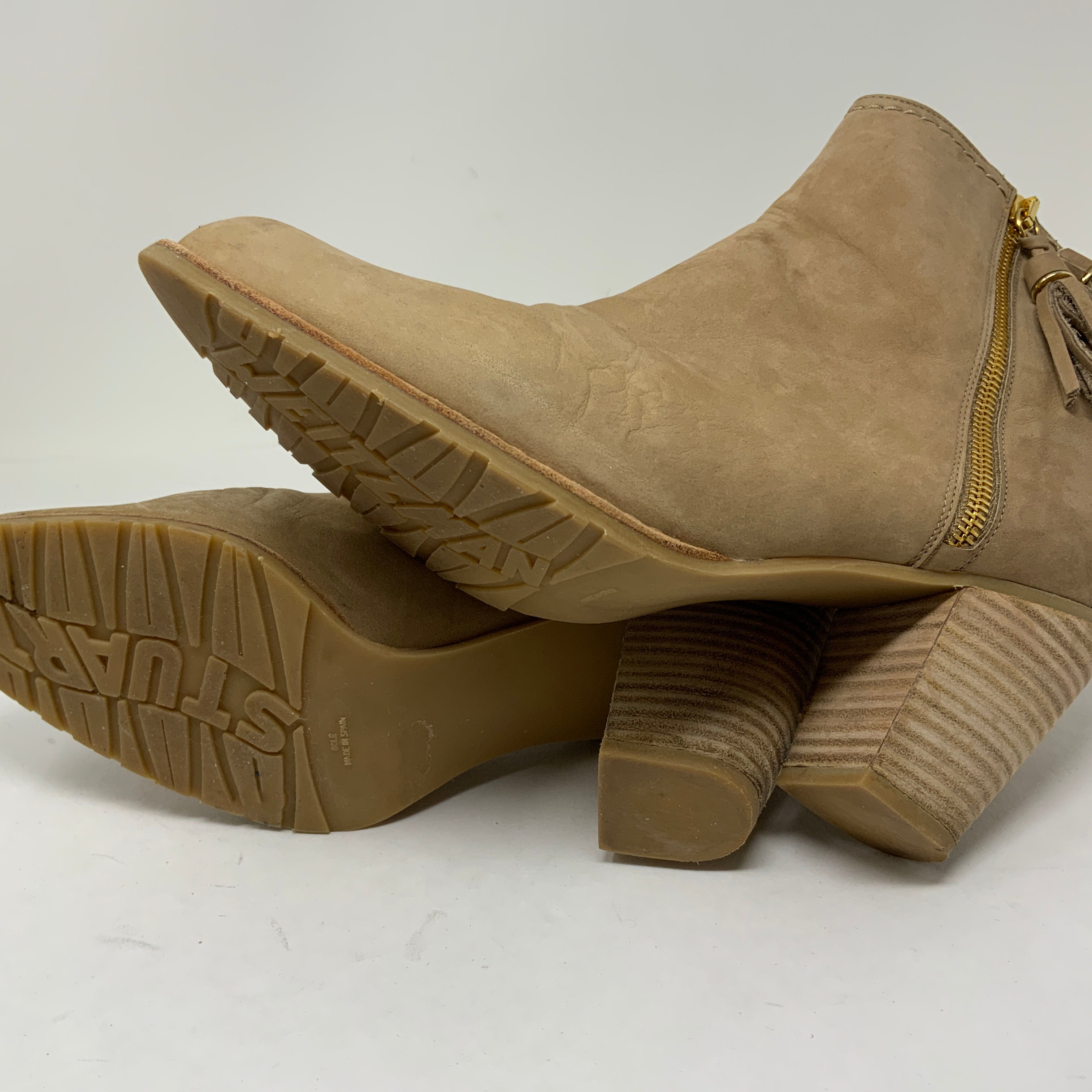 Stuart Weitzman Prancing Genuine Suede Leather Tassel Stacked High Heel Booties