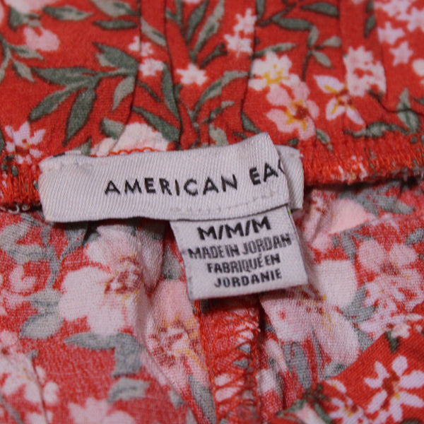 American Eagle Crepe Micro Floral Flower Print Pattern Pull On Mini Ruffle Short