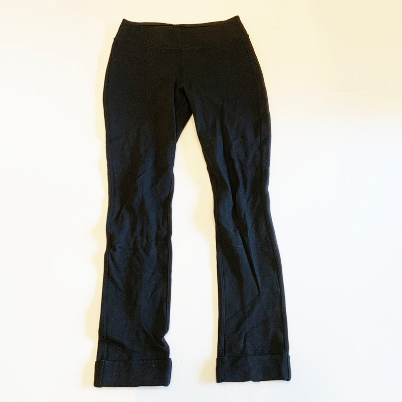 Kit And Ace Solid Black Stretch Knit Skinny Pull On Cropped Leggings Pants 0