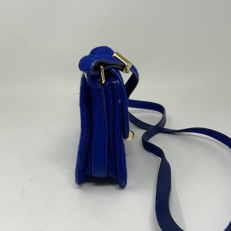 Jason Wu Diane Genuine Calf Hair Fur Dyed Blue Crossbody Shoulder Mini Purse Bag