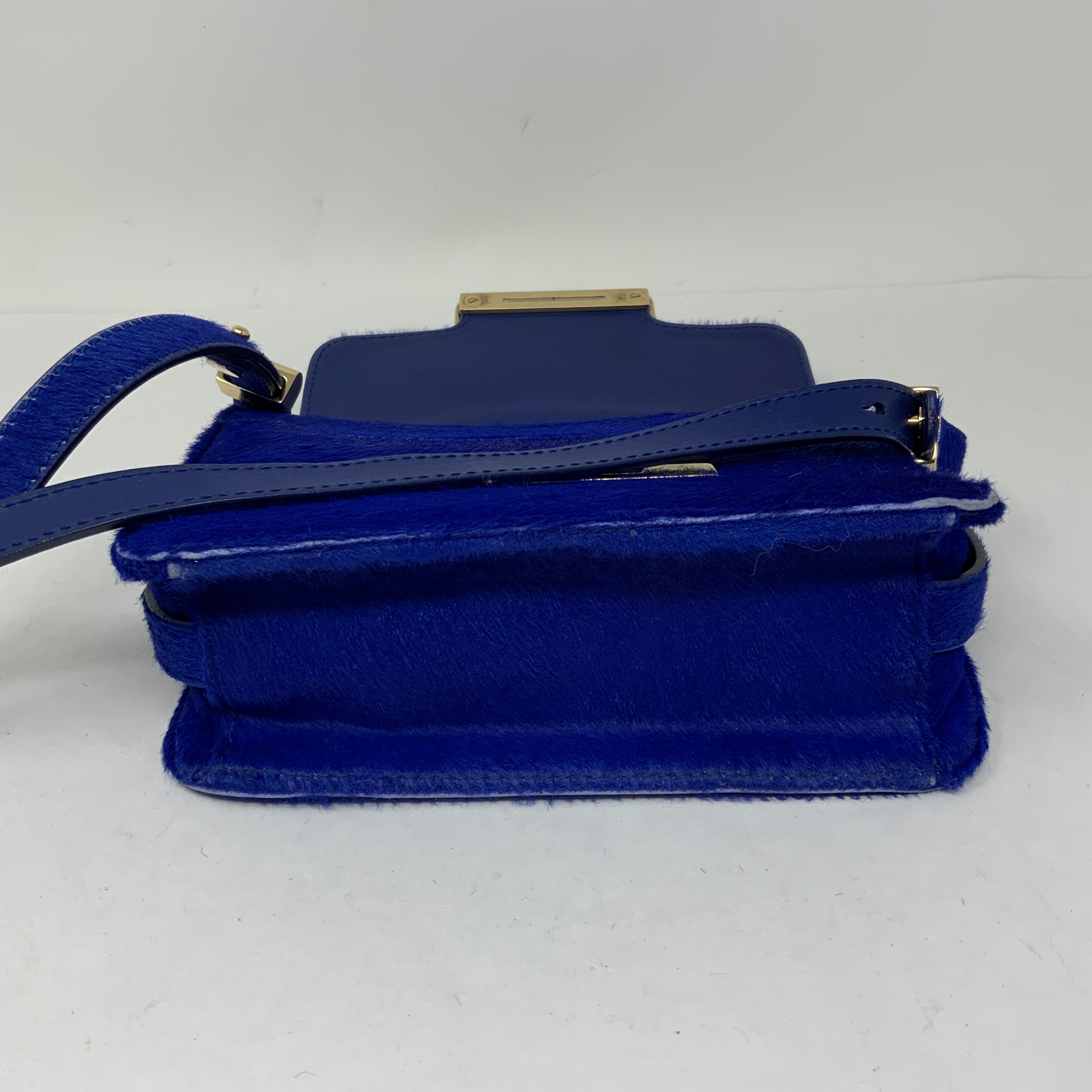 Jason Wu Diane Genuine Calf Hair Fur Dyed Blue Crossbody Shoulder Mini Purse Bag