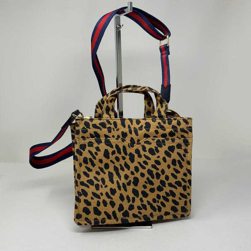 Stella & Dot Game Changer Cheetah Leopard Animal Print Canvas Crossbody Purse