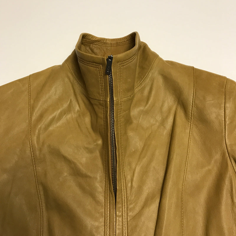 Cole Haan Women's Smooth Lambskin Leather Long Sleeve Zip Up Moto Jacket Coat S