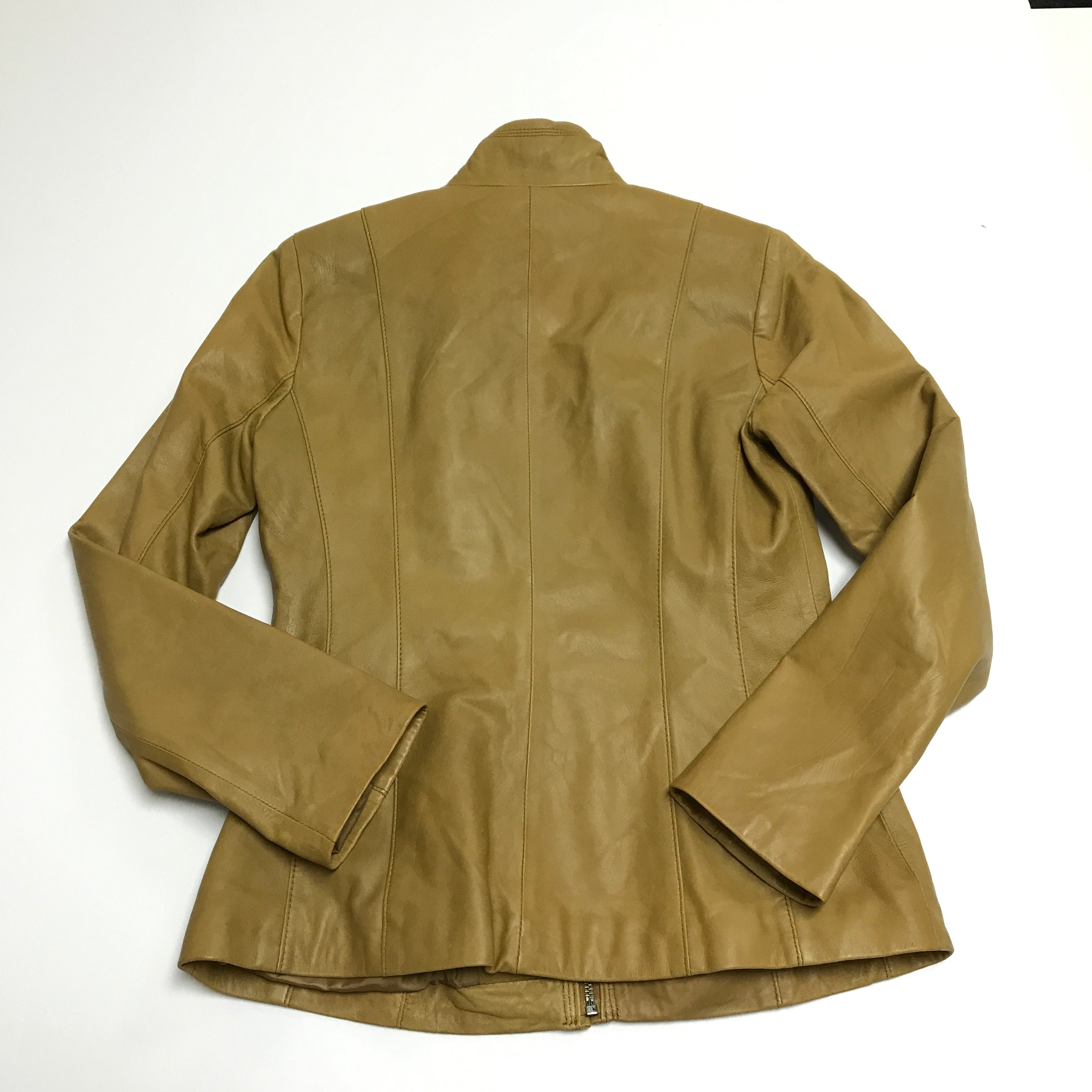 Cole Haan Women's Smooth Lambskin Leather Long Sleeve Zip Up Moto Jacket Coat S