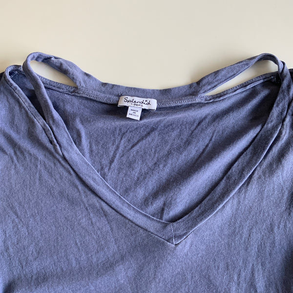 Splendid Vintage Whisper Cut Out Long Sleeve V Neck Cotton Lightweight Shirt XS Harbour