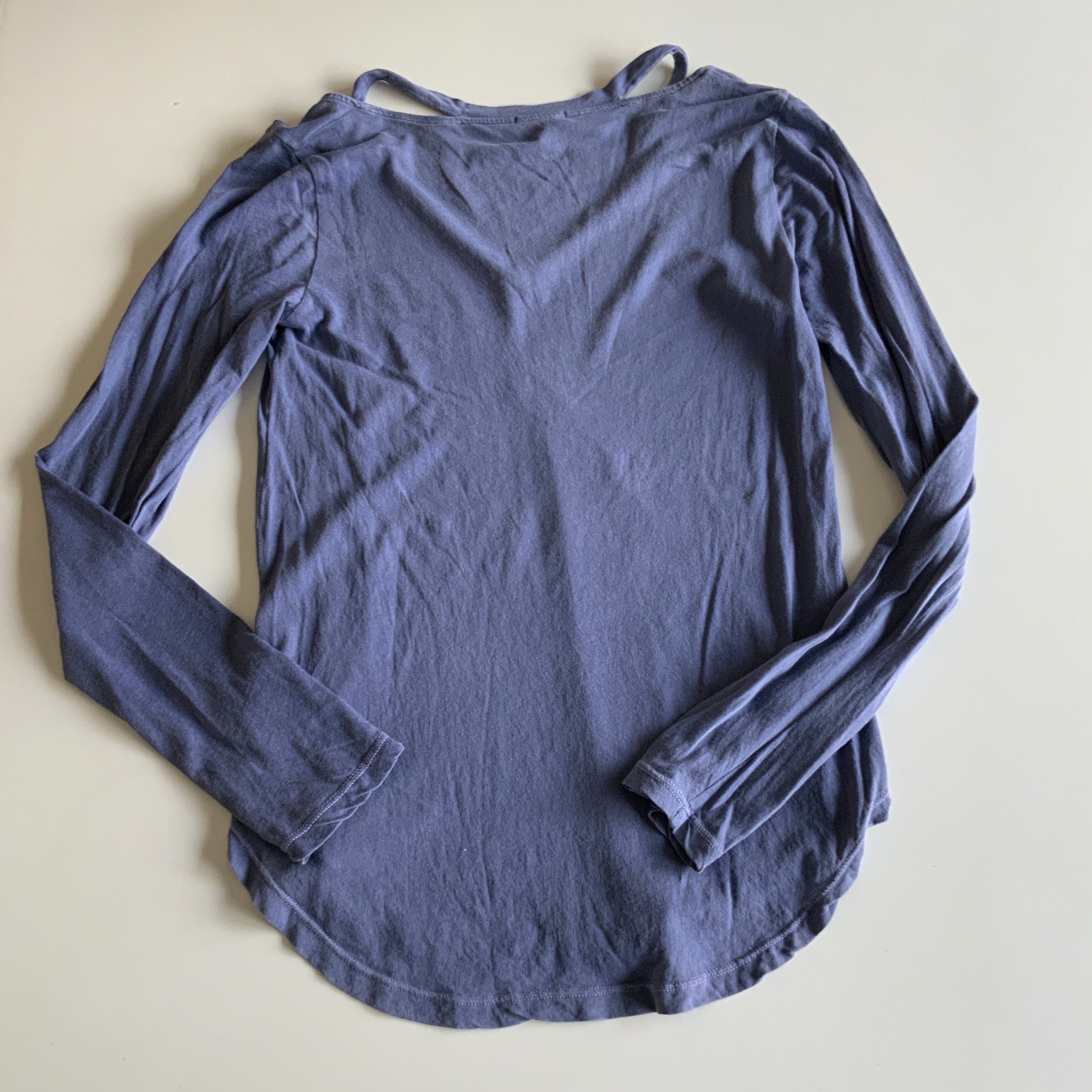 Splendid Vintage Whisper Cut Out Long Sleeve V Neck Cotton Lightweight Shirt XS Harbour