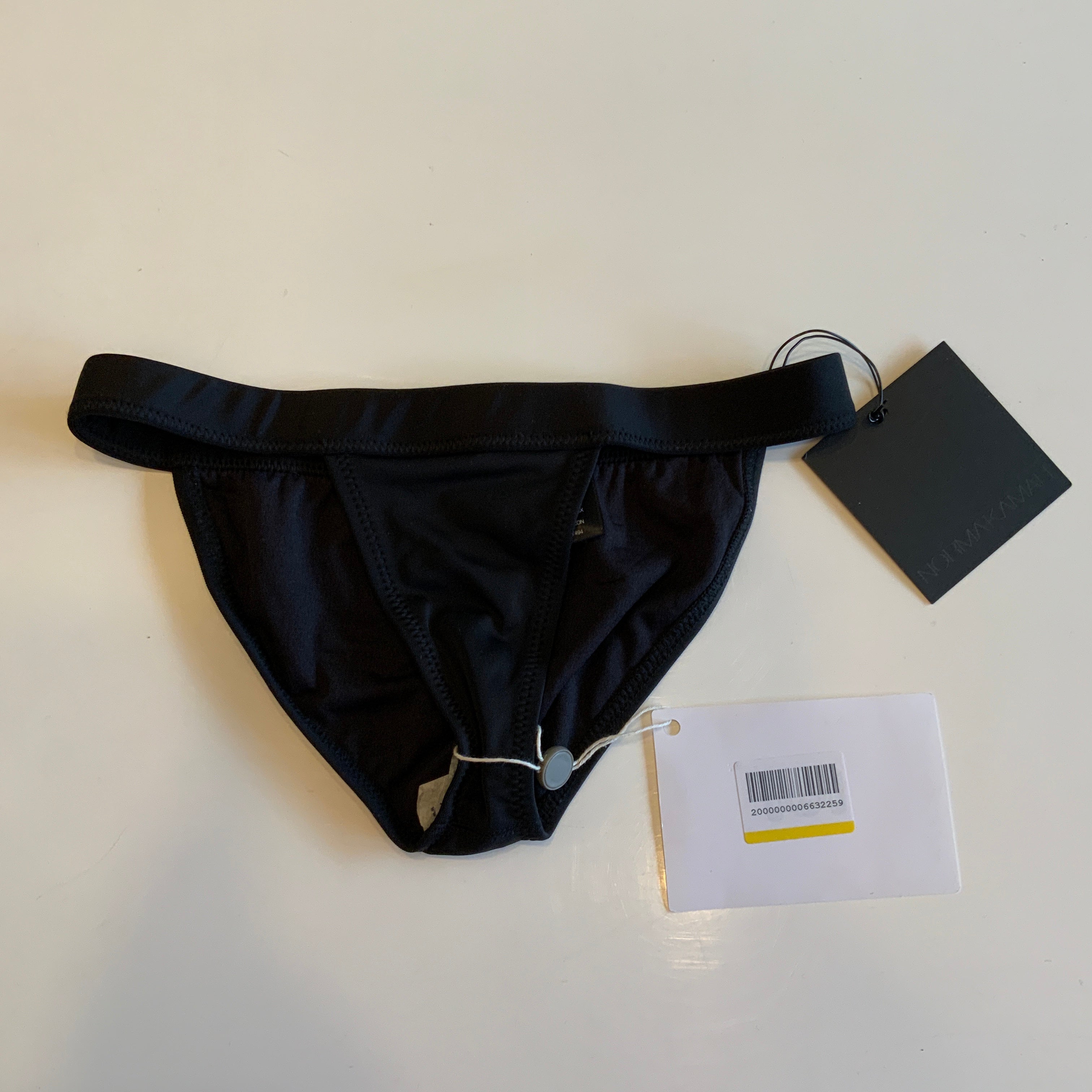 NEW Norma Kamali Banded Black Full Coverage Bikini Swim Bathing Suit Bottom S