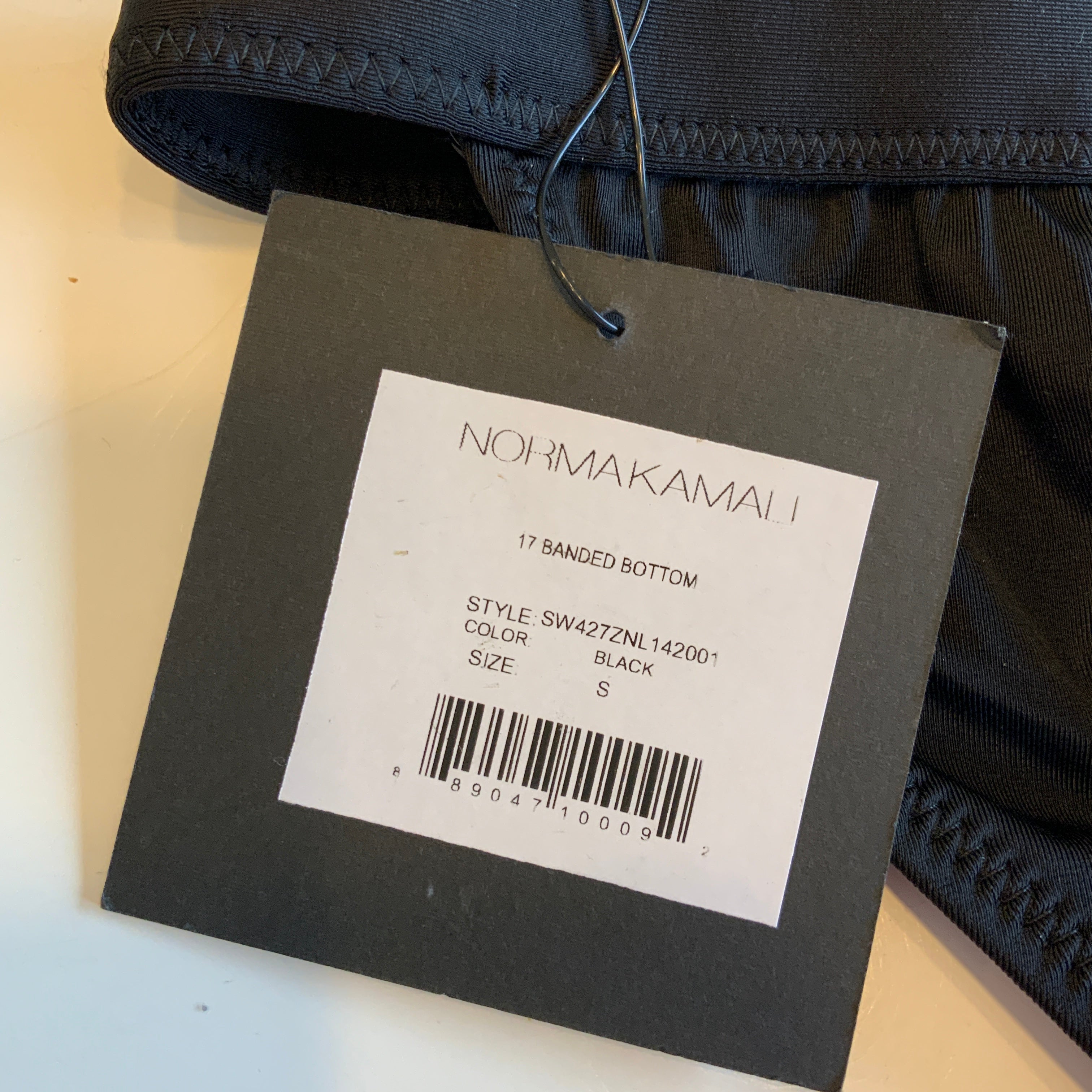 NEW Norma Kamali Banded Black Full Coverage Bikini Swim Bathing Suit Bottom S