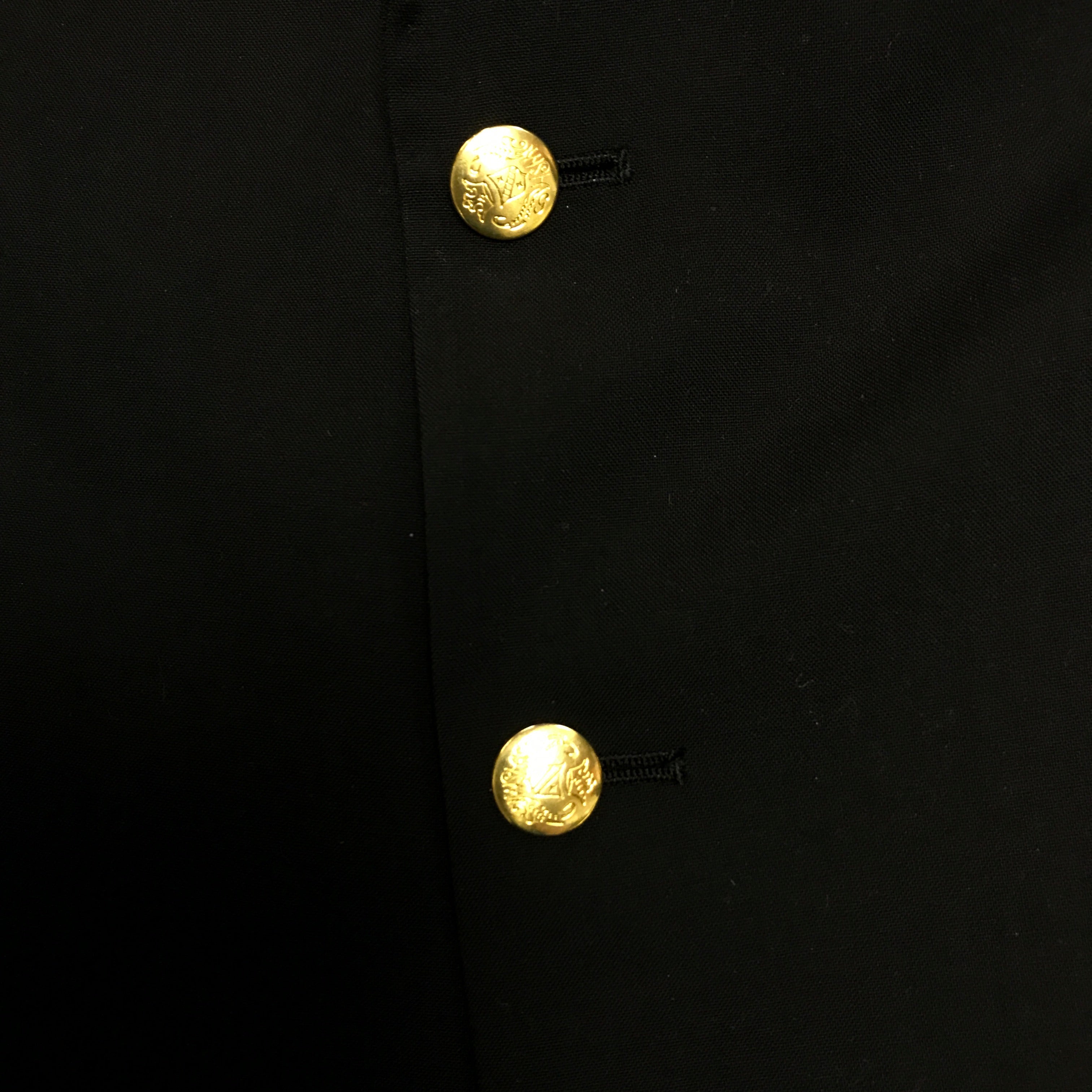 Hart Schaffner & Marx Solid Black Wool Two Button Blazer Dinner Jacket Coat 46L