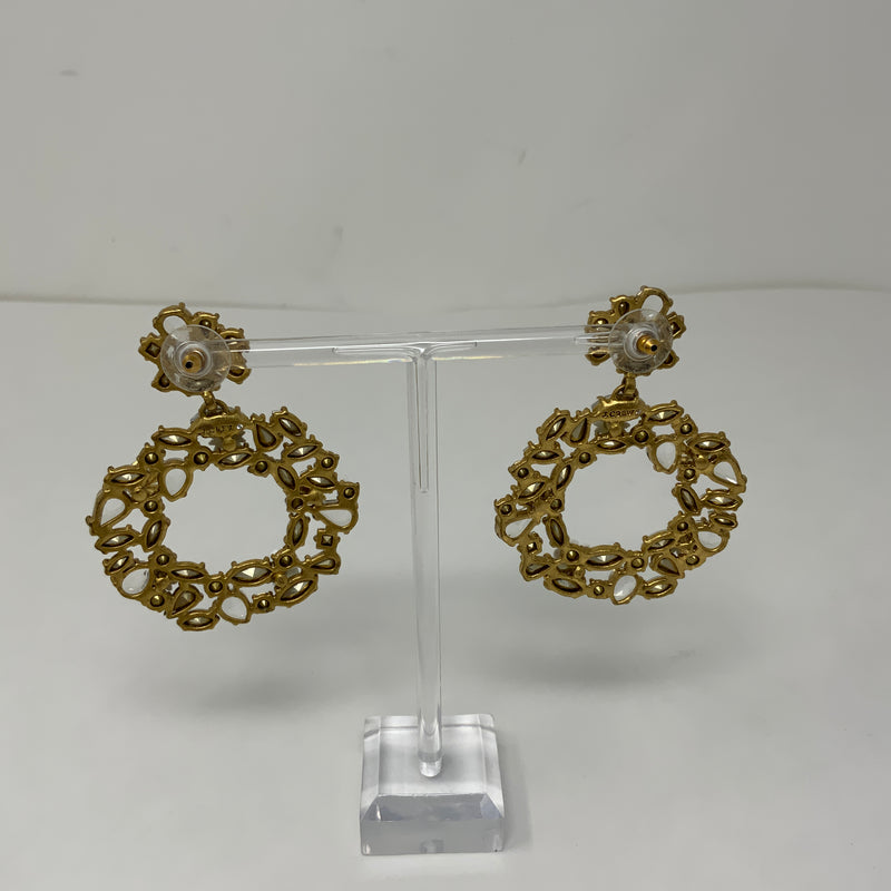 J. Crew Crystal Jewel Diamond Floral Wreath Hoop Drop Statement Earrings