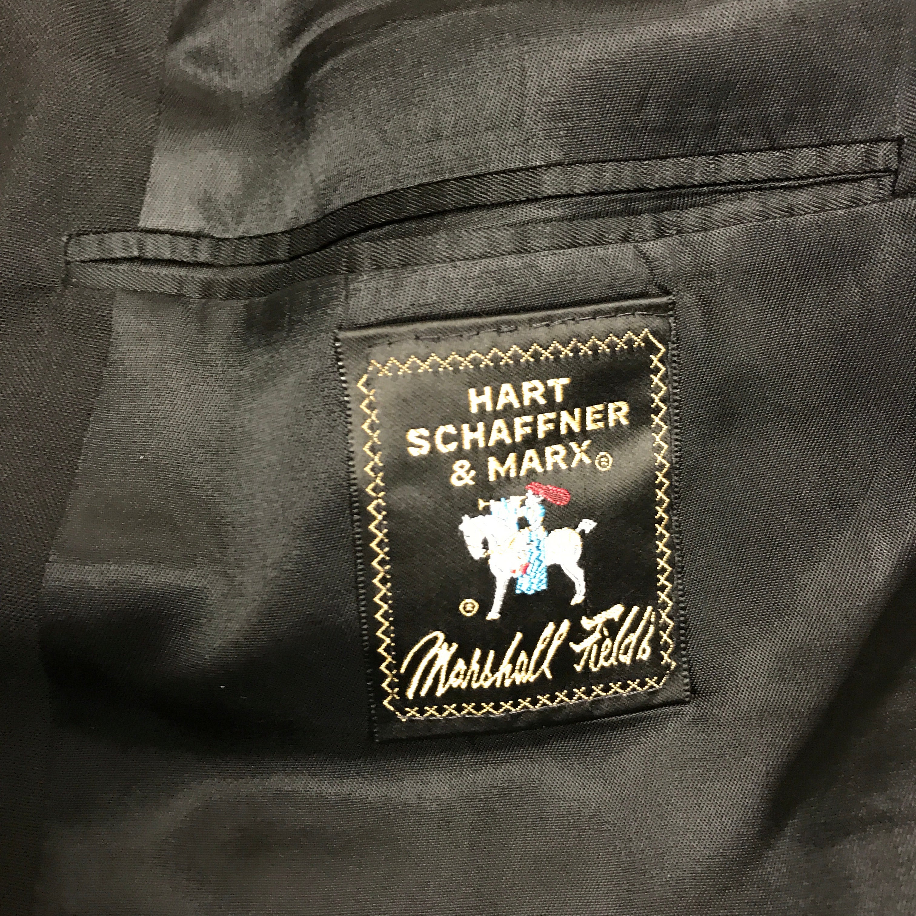 Hart Schaffner & Marx Solid Black Wool Two Button Blazer Dinner Jacket Coat 46L