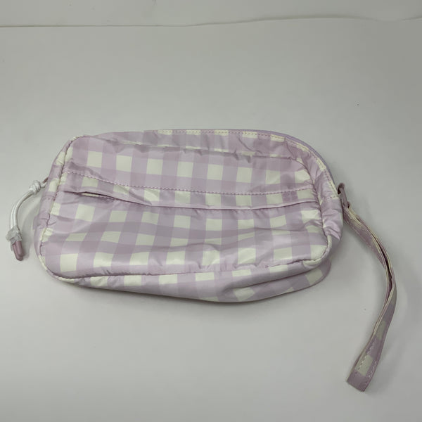 Sweaty Betty Purple White Gingham Check Print Nylon Water Resistant Travel Purse
