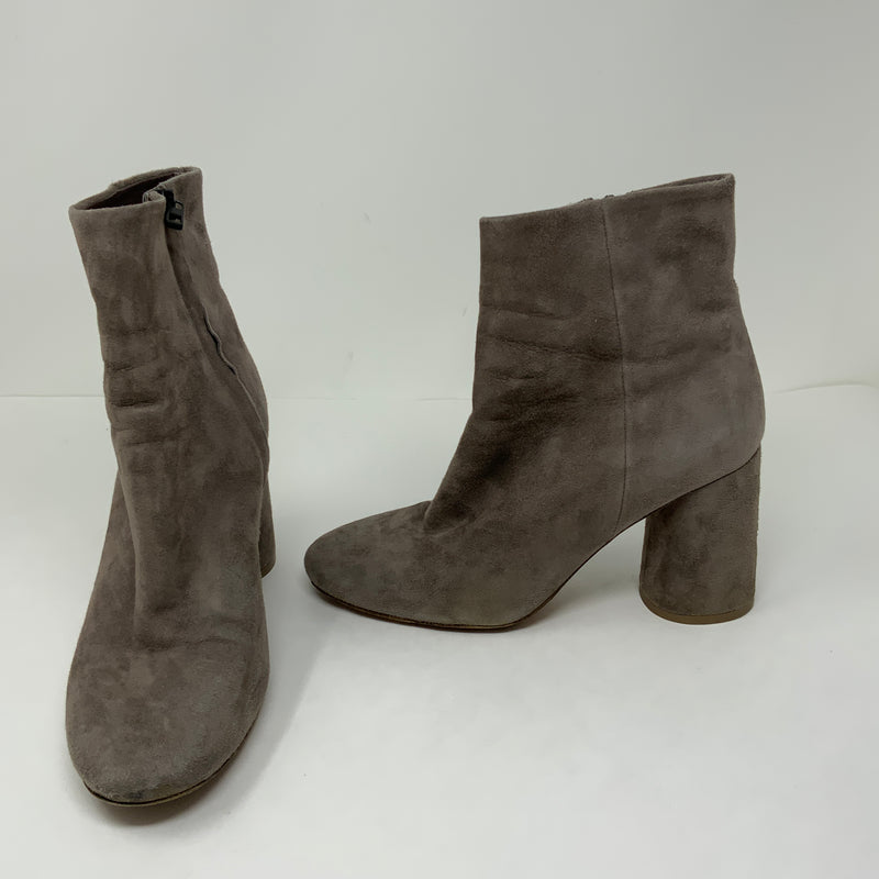 Vince Tillie Genuine Suede Leather Round Block Heel Ankle Booties Shoes Gray 7
