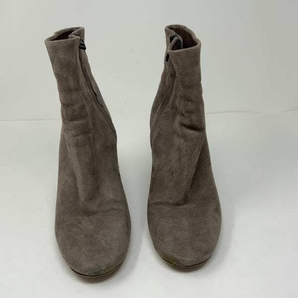 Vince Tillie Genuine Suede Leather Round Block Heel Ankle Booties Shoes Gray 7